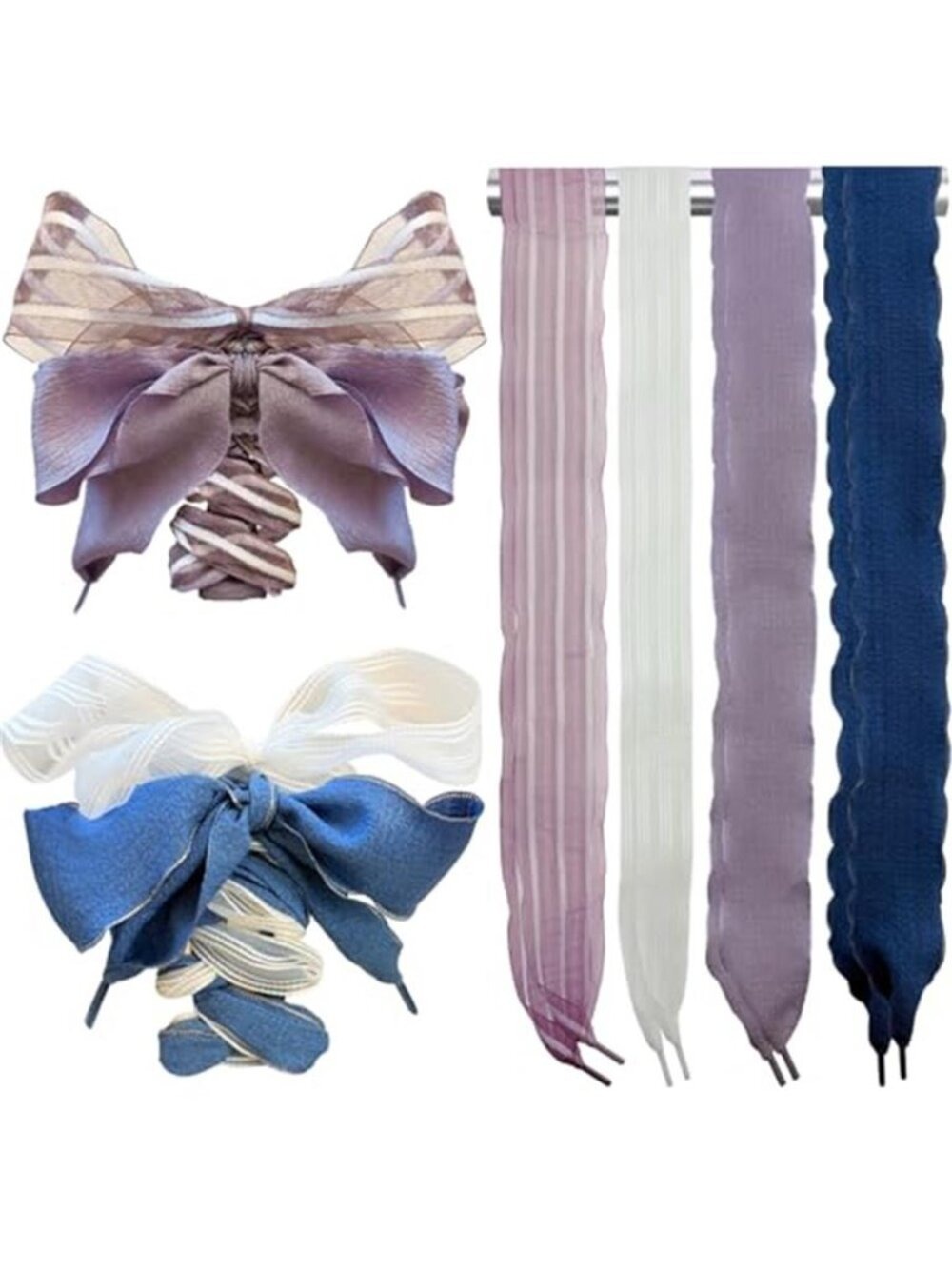 4 Pairs Shoe Laces for Sneakers,Fashion Soft Satin Ribbon Shoe laces for Women
